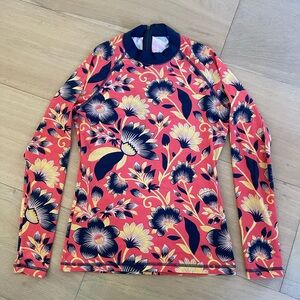 J. Crew Floral Rash Guard - Coral and Navy
